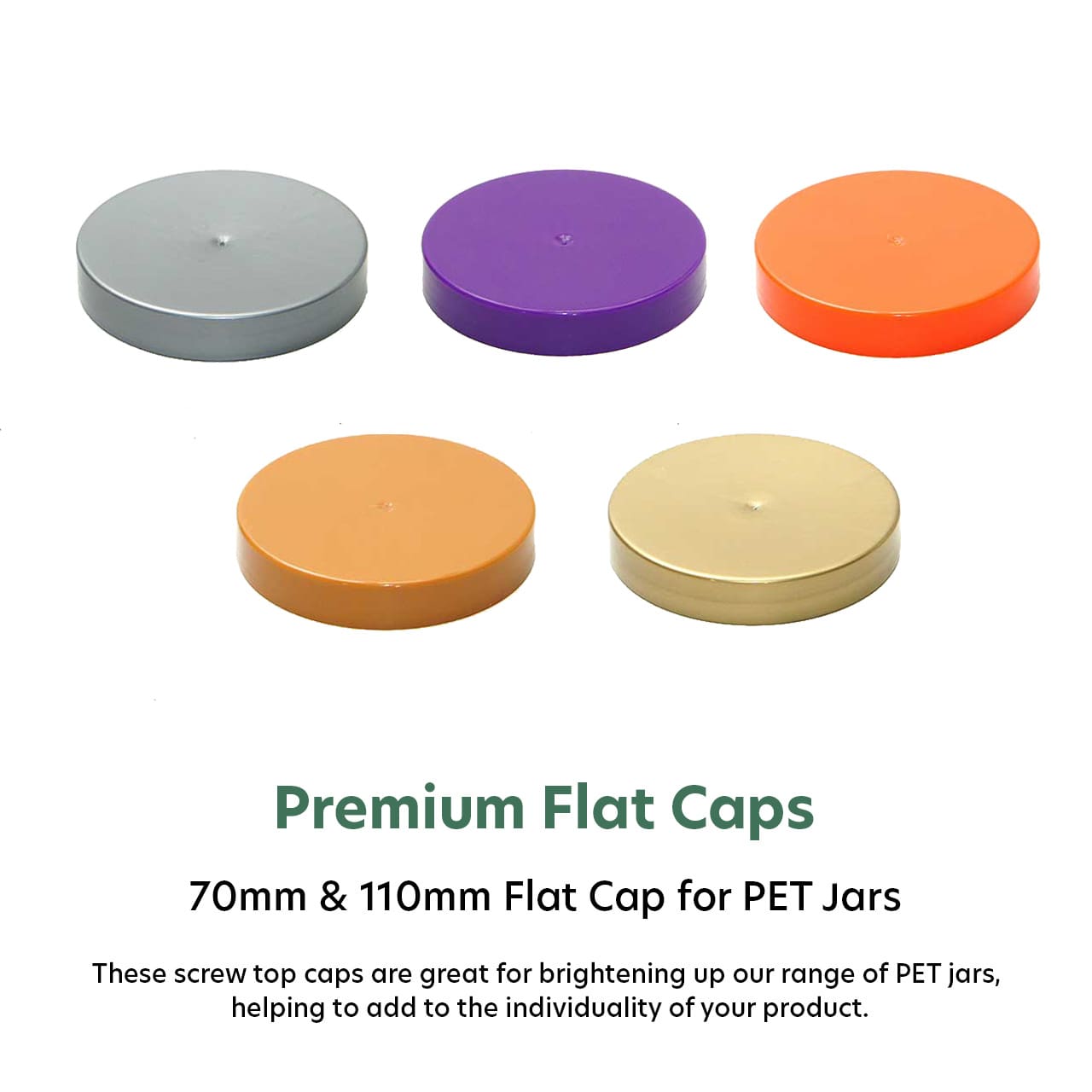 Premium Flat Caps for PET Jars