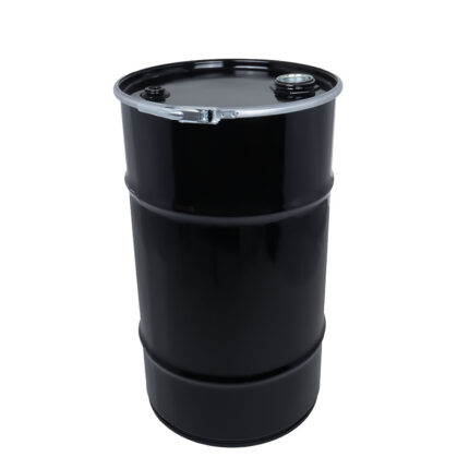SKN57-0L001 – 57 ltr black plain open top steel drum 1