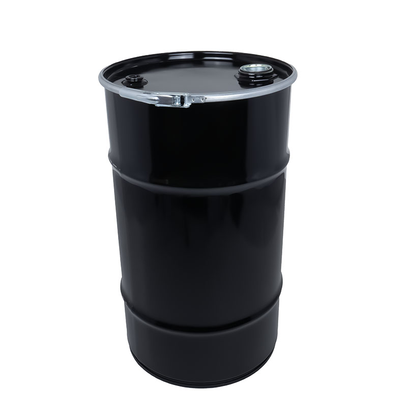 SKN57-0L001 – 57 ltr black plain open top steel drum 1